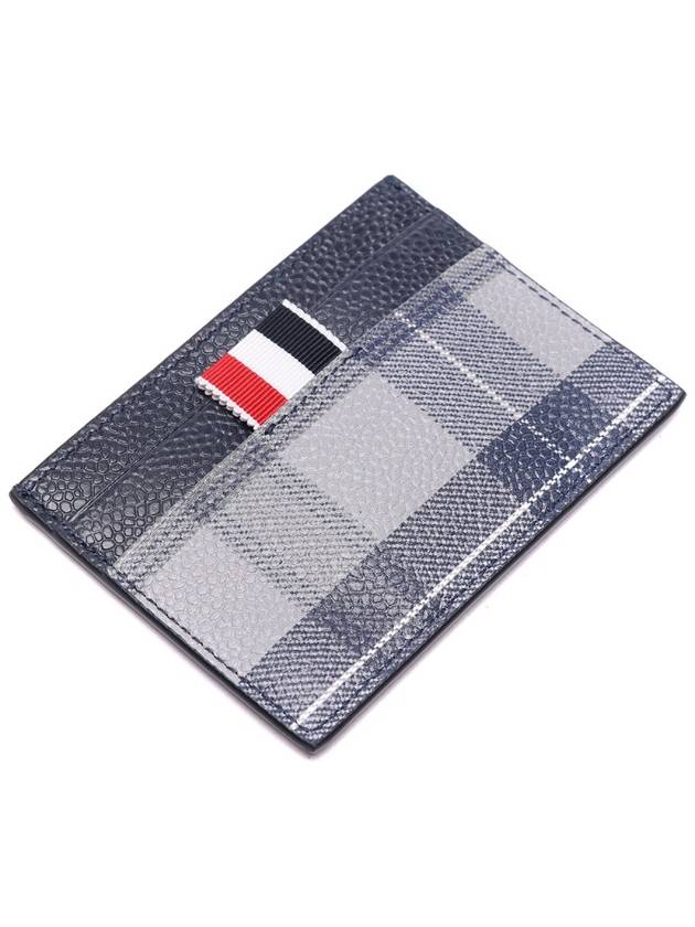 Checked Leather Card Wallet Grey - THOM BROWNE - BALAAN 6