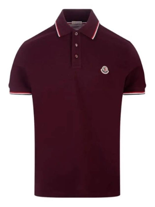 Chest patch threeline neckline polo tshirt burgundy men's tshirt 8A70300 84556 499 - MONCLER - BALAAN 1