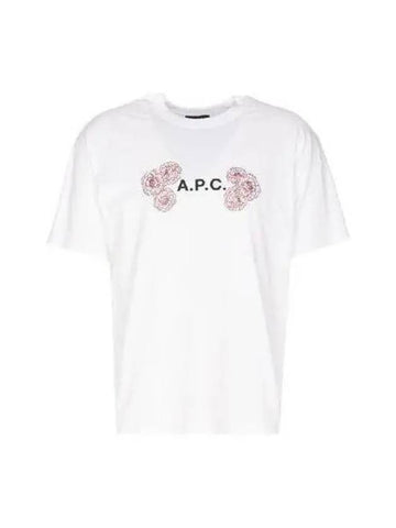 APC Top Flower Short Sleeve White Gray COEIO M26246 - A.P.C. - BALAAN 1