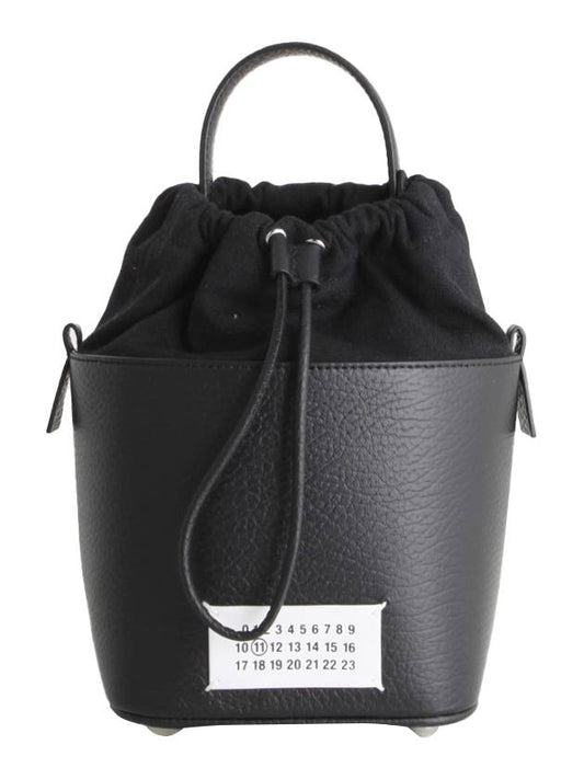 5AC Number Logo Texture Leather Bucket Bag Black - MAISON MARGIELA - BALAAN 1
