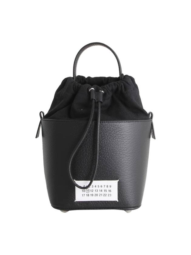 5AC Number Logo Texture Leather Bucket Bag Black - MAISON MARGIELA - BALAAN 1