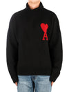 Intarsia Heart Logo Turtleneck Black - AMI - BALAAN 2