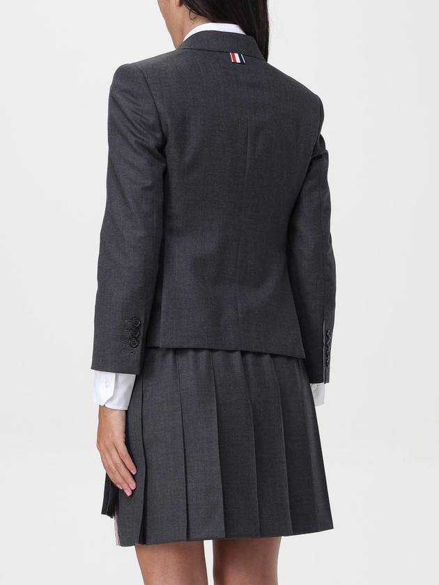 Women's Twill Slim Fit Single Breasted Wool Jacket Dark Gray - THOM BROWNE - BALAAN 4