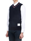 Logo Patch Ribbed Vest Navy - THOM BROWNE - BALAAN 4