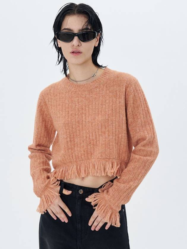 RIBBED KNIT FRINGED PULLOVER CORAL - ETCH - BALAAN 3