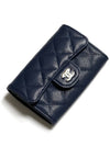 Classic Caviar Card Wallet Navy AP0214 Knock Tok - CHANEL - BALAAN 5