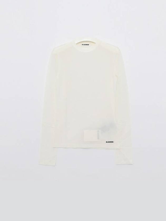 Crew Neck Cotton Long Sleeve T-Shirt White - JIL SANDER - BALAAN 1