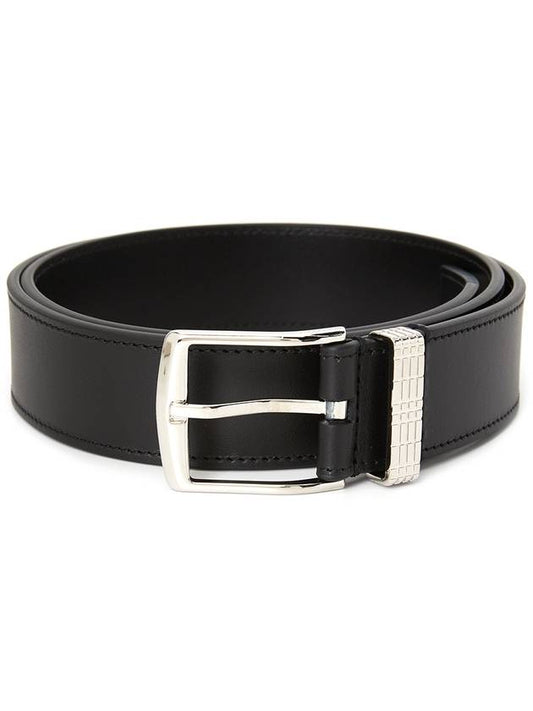 Engraved Logo Leather Belt Black - BURBERRY - BALAAN 2