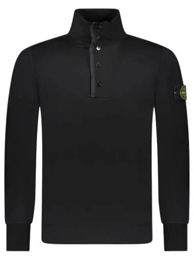 Compass Patch Cotton Fleece Polo Knit Top Black - STONE ISLAND - BALAAN 2