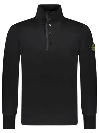 Compass Patch Cotton Fleece Polo Knit Top Black - STONE ISLAND - BALAAN 2