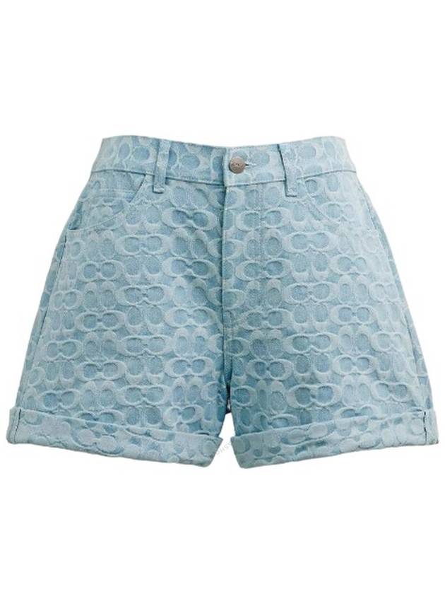 Coach Signature Cotton Denim Shorts, Brand Size 0 (X-Small) - COACH - BALAAN 1