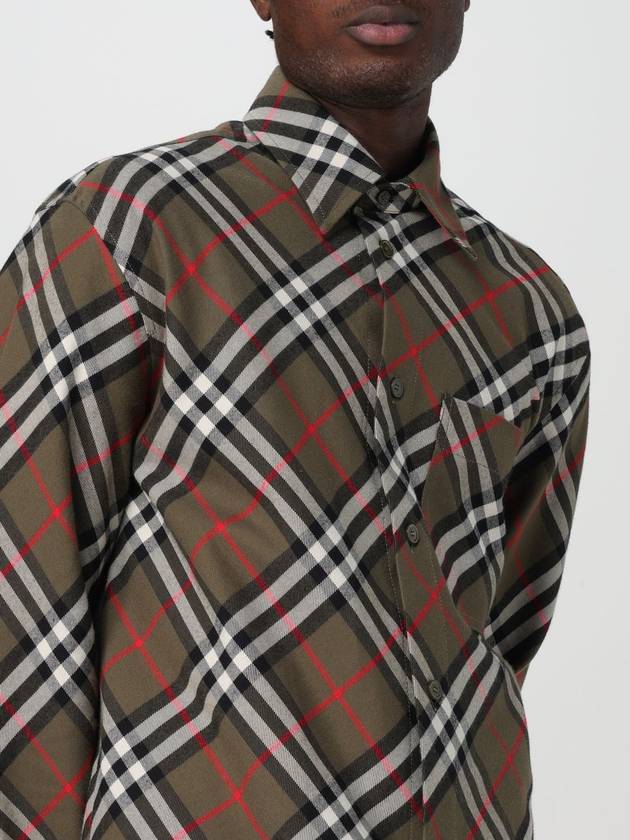 Check Chest Pocket Cotton Long Sleeve Shirt Green - BURBERRY - BALAAN 6