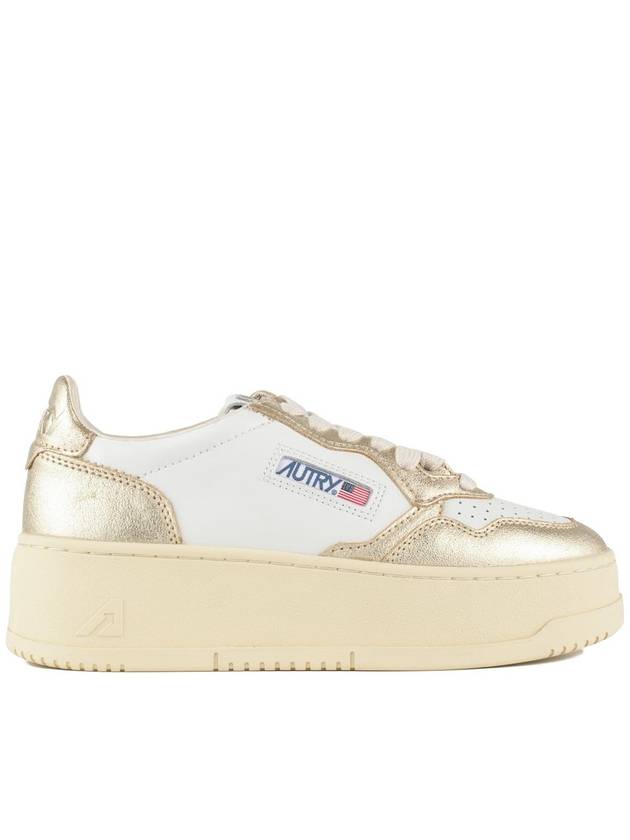 Autry White Leather And Platinum Metallic Medalist Platform Sneakers - AUTRY - BALAAN 1