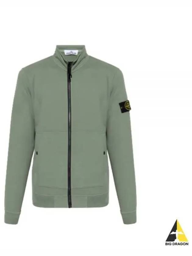 Men's Wappen Patch Cotton Zip Up Jacket Green - STONE ISLAND - BALAAN 2