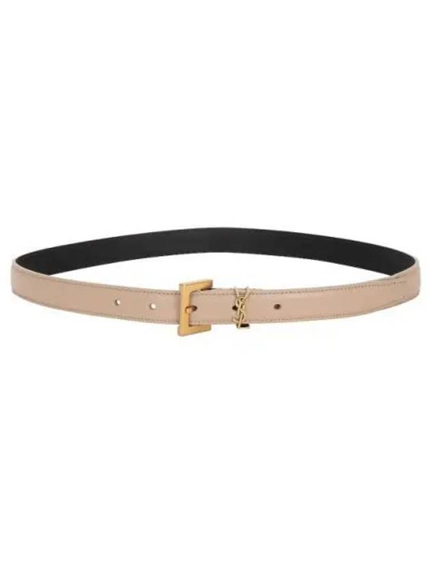 Monogram Square Leather Belt Beige - SAINT LAURENT - BALAAN 2