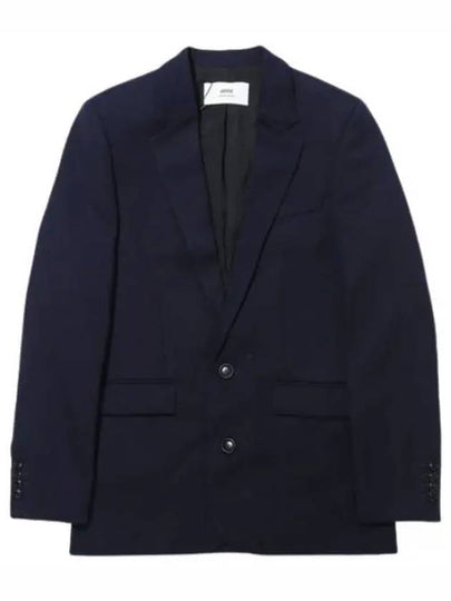 Breasted Wool Blazer Jacket Nautic Blue - AMI - BALAAN 2