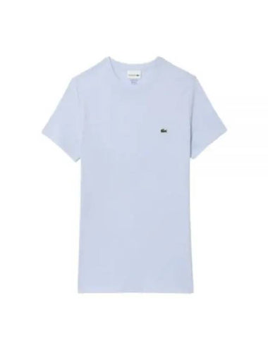 Crew Neck Pima Cotton Jersey Short Sleeve T-Shirt Light Blue - LACOSTE - BALAAN 1