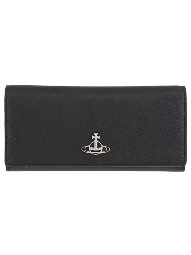 Silver Logo Saffiano Long Wallet Black - VIVIENNE WESTWOOD - BALAAN 4