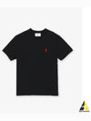 Small Heart Logo Short Sleeve T-Shirt Black - AMI - BALAAN 2