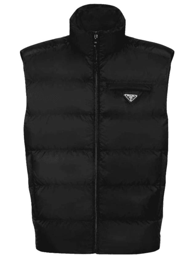 Triangle Logo Down Vest Black - PRADA - BALAAN 1