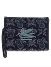 embroided logo jacquard clutch bag navy - ETRO - BALAAN 2