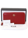 Gucci 456117 Hibiscus Red Gold Plated GG Marmont Zipper Long Wallet - GUCCI - BALAAN 1