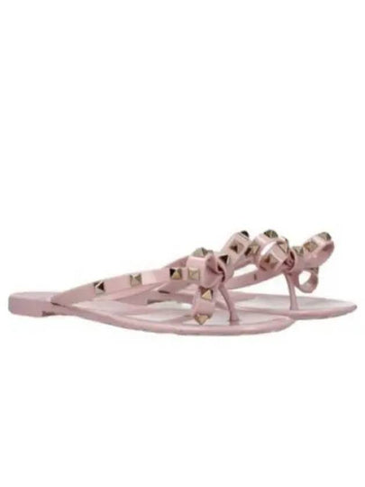 Ribbon Rockstud Flip Flops Water Rose - VALENTINO - BALAAN 2