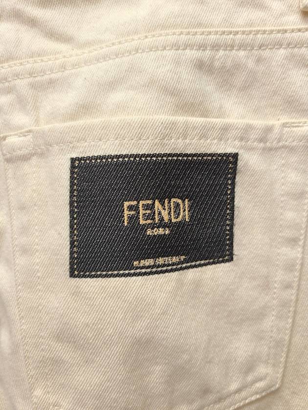 White Cream Logo Patch Denim Pants Trousers 32 34 - FENDI - BALAAN 4