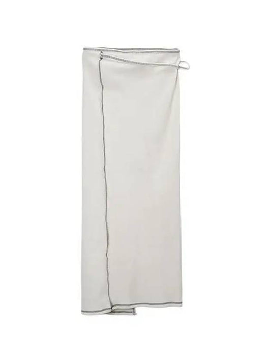 Women's GARBLE Wrap Skirt Undyed White SKGW RIB SP24 UN - BASERANGE - BALAAN 2