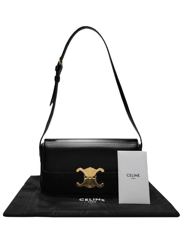 Celine 194143BF4 38NO Black Shiny Calfskin Triomphe Claude Shoulder Bag - CELINE - BALAAN 10