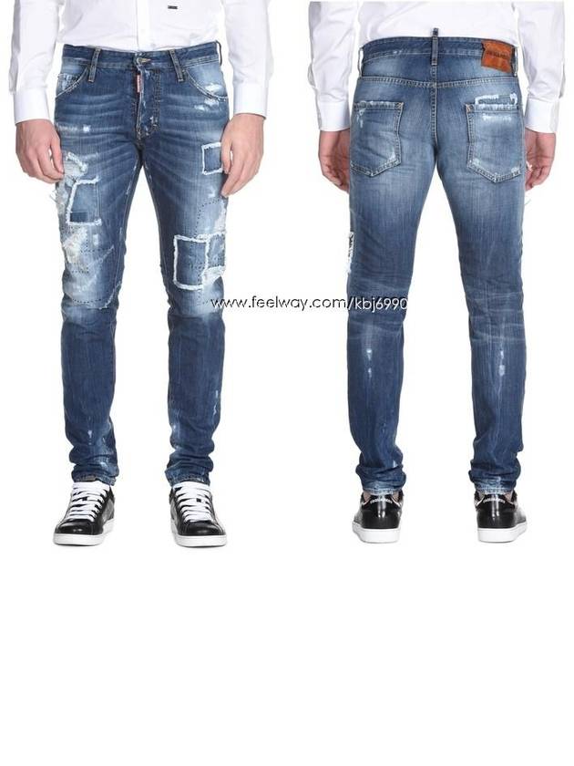 Men's Multipatch Stitch Point Cool Guy Jeans Blue - DSQUARED2 - BALAAN 11