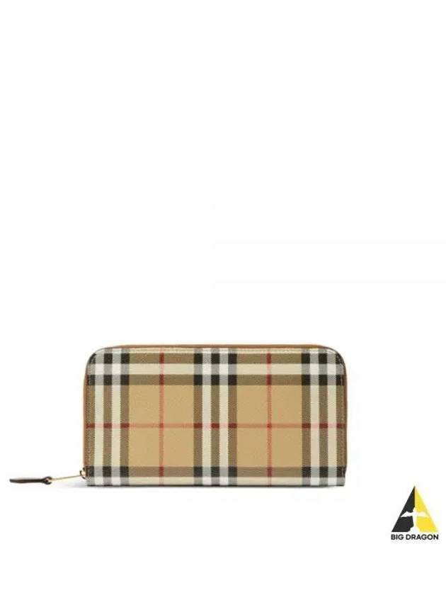 Check Leather Ziparound Long Wallet Beige - BURBERRY - BALAAN 2