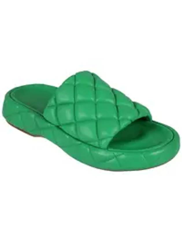 Quilted Leather Slippers Green - BOTTEGA VENETA - BALAAN 4