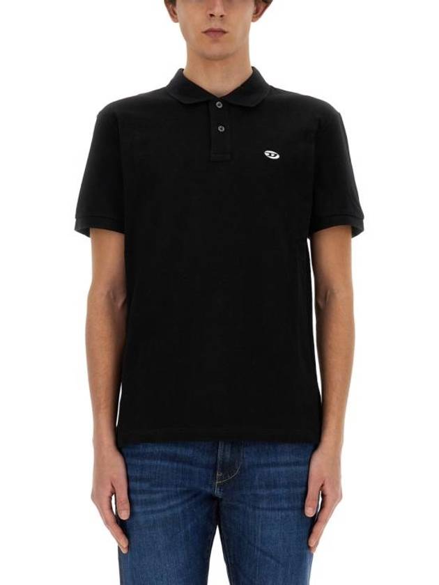 Slim Fit Organic Cotton Polo Shirt Black - DIESEL - BALAAN 2