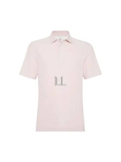 Ribbed Knit Short Sleeve Polo Shirt Pink - BRUNELLO CUCINELLI - BALAAN 2