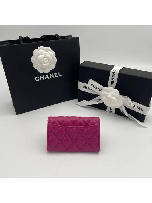 Classic snap card wallet caviar fuchsia pink gold plated AP0214 - CHANEL - BALAAN 2