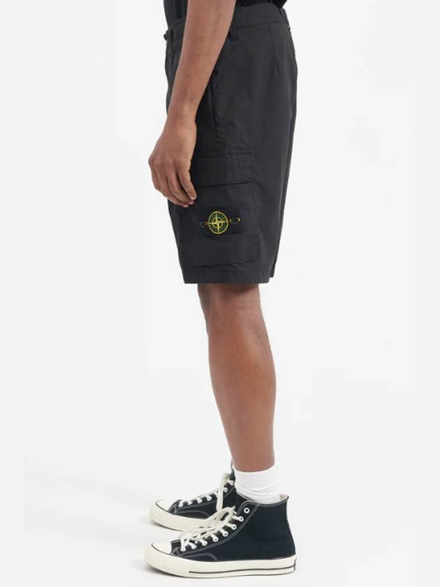 Men's Logo Patch Cargo Shorts Black - STONE ISLAND - BALAAN 3