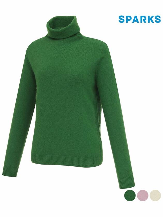 Women s 100 wool turtleneck whole garment knit sweater SO3LKT010 - SPARKS - BALAAN 1