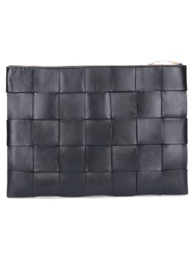 Intreciato Medium Clutch Bag Black - BOTTEGA VENETA - BALAAN 4