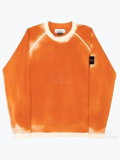 Hand Sprayed Airbrush Treatment Badge Crewneck Knit Top Orange - STONE ISLAND - BALAAN 2