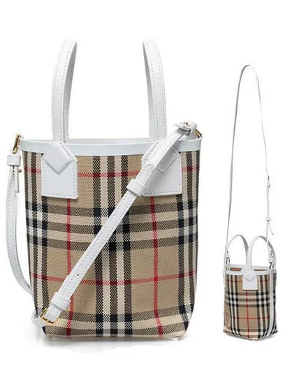 Burberry Mini London Tote Bag Archive Beige White - BURBERRY - BALAAN 2