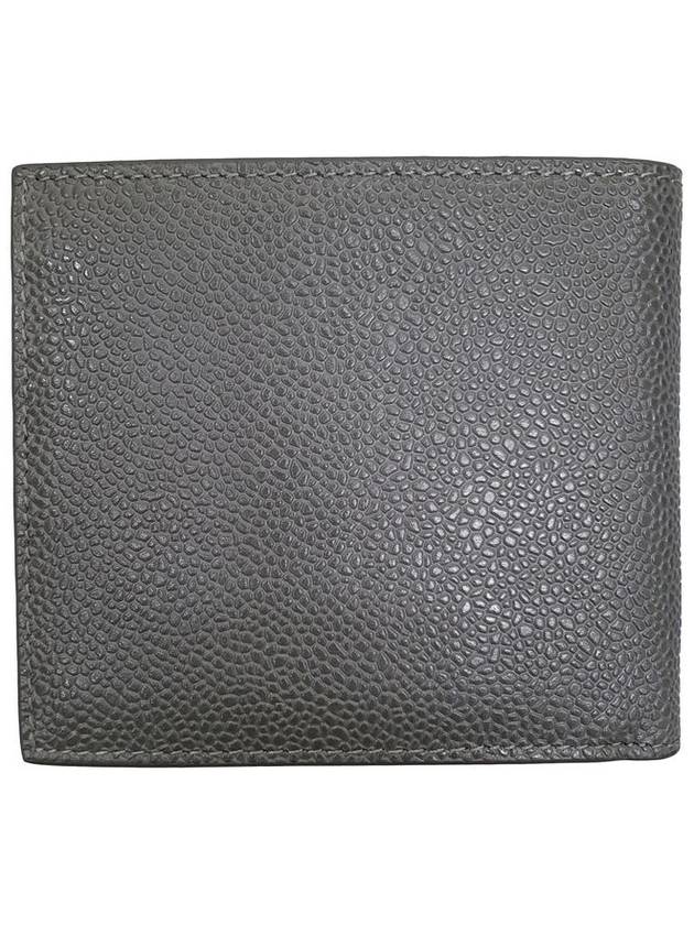 Pebble Grain Leather Half Wallet Grey - THOM BROWNE - BALAAN 4