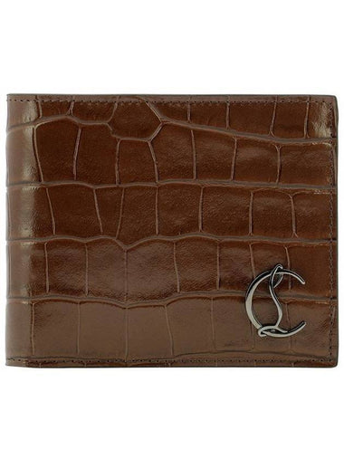 Logo Crocodile Half Wallet Brown Red - CHRISTIAN LOUBOUTIN - BALAAN 1