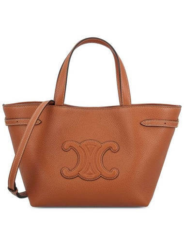 Mini Cabas Anais Cuir Triomphe Grained Calfskin Tote Bag Brown - CELINE - BALAAN 1