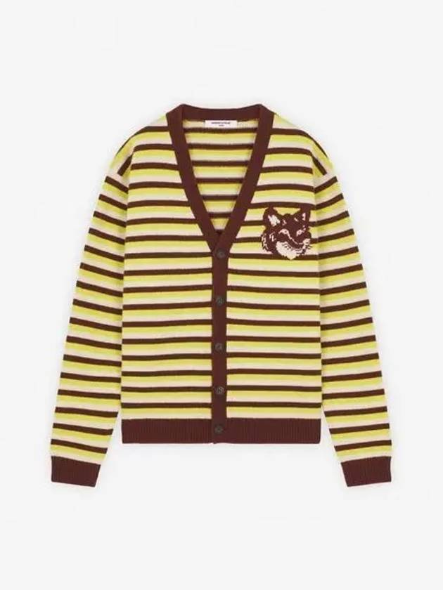 Fox head intarsia striped comfort cardigan - MAISON KITSUNE - BALAAN 2