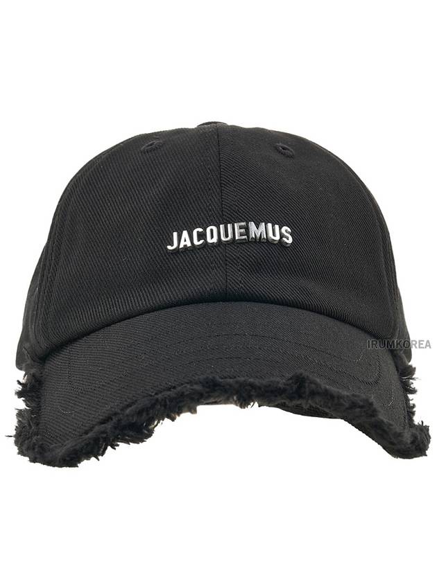 La Casquette Artichaut Fringe Metal Logo Ball Cap Black - JACQUEMUS - BALAAN 4