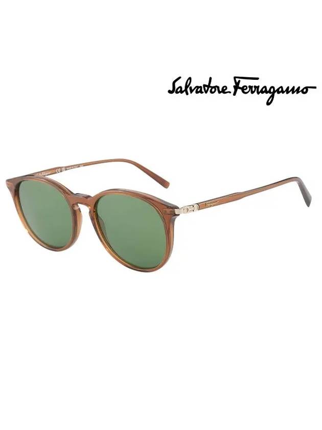 Eyewear Logo Round Sunglasses Green - SALVATORE FERRAGAMO - BALAAN 3