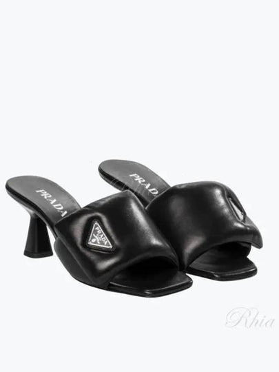 Soft Padded Nappa Sandals Heel Black - PRADA - BALAAN 2