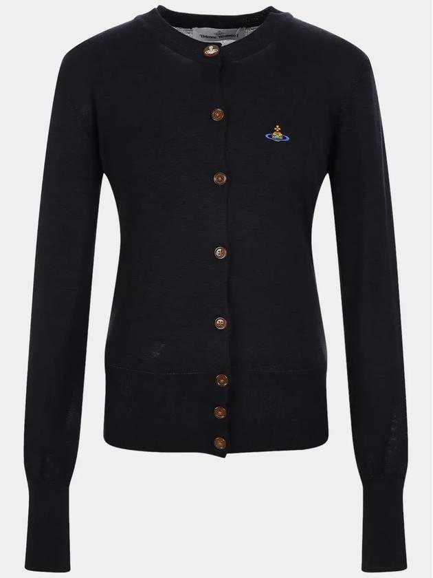 Bea Embroidered Logo Cardigan Black - VIVIENNE WESTWOOD - BALAAN 8