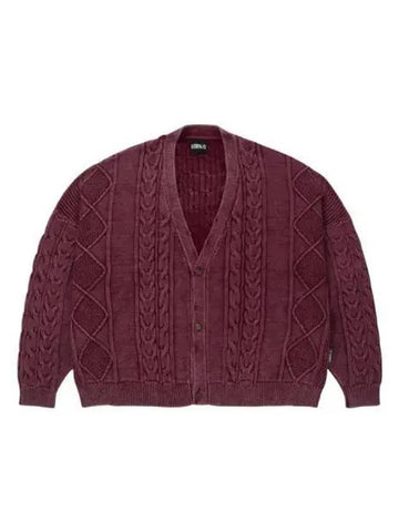 Cable washed cardigan burgundy - AJOBYAJO - BALAAN 1